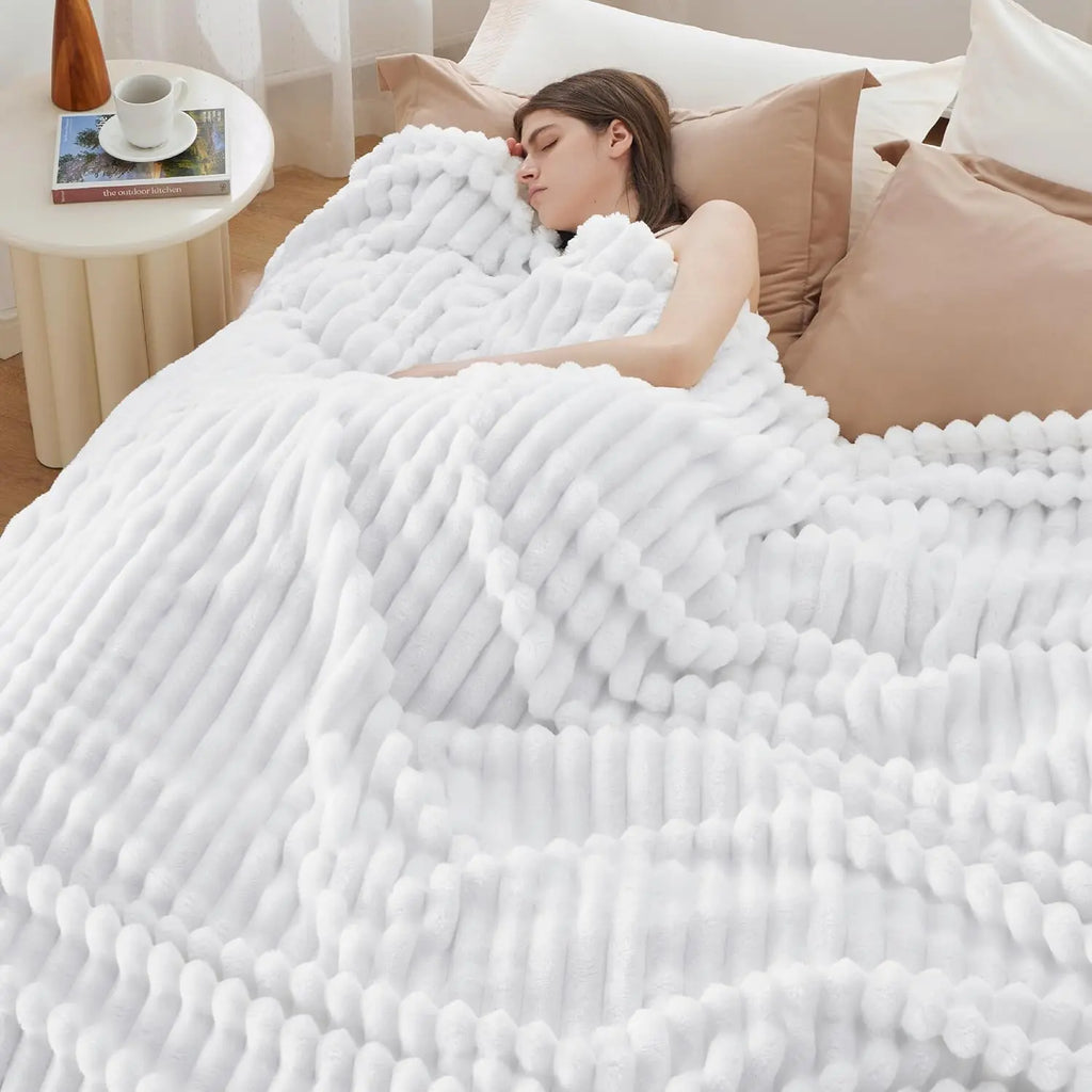 【Mother's day Deal】Bedsure Luxury Corduroy Fleece Sleep Blanket- Ultra Soft, Warm, Cozy Extra Soft Baby Blanket for Sofa, Bed, Nursery Ideal Seasonal Gift Solid Yellow Color, Lightweight Comforter