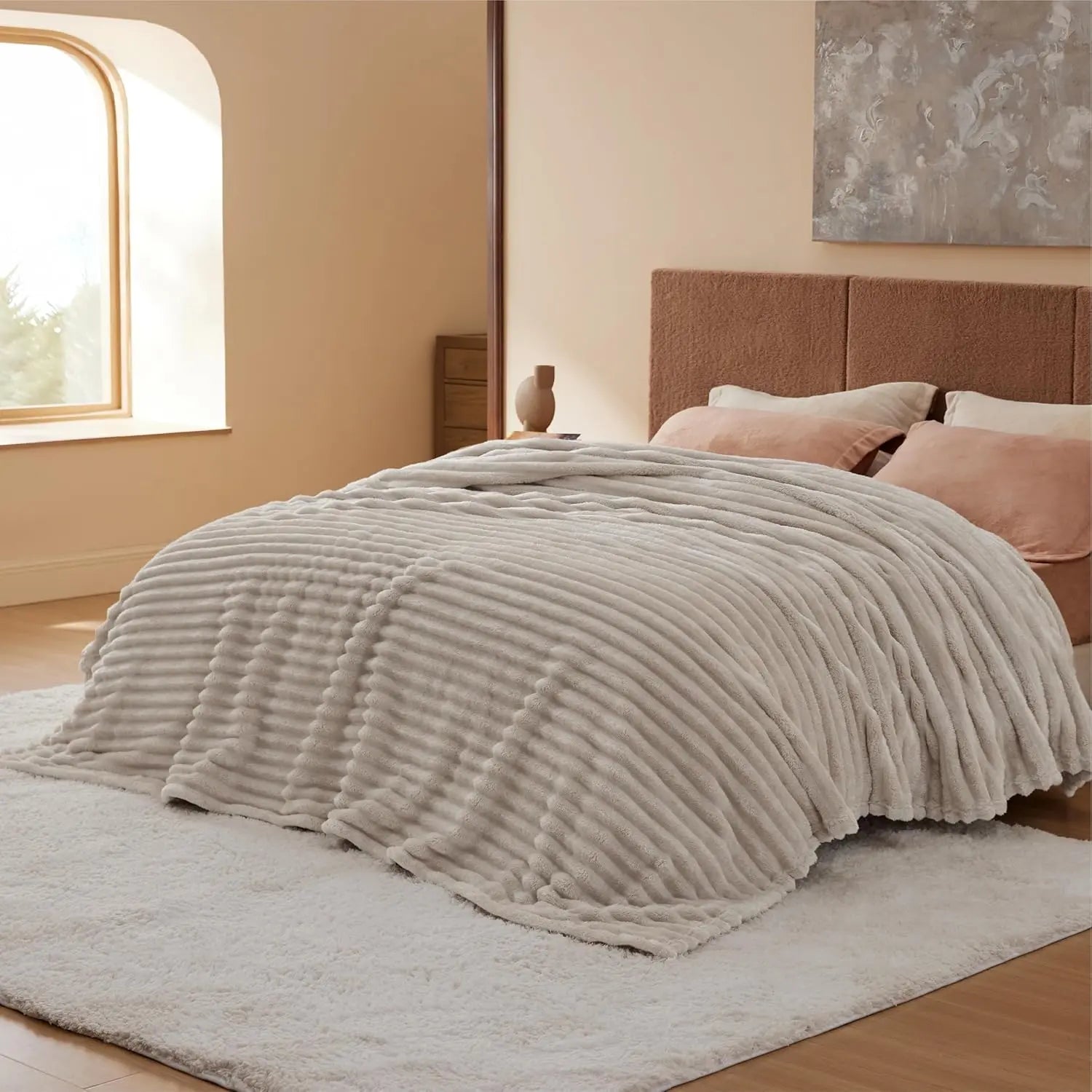 【Mother's day Deal】Bedsure Luxury Corduroy Fleece Sleep Blanket- Ultra Soft, Warm, Cozy Extra Soft Baby Blanket for Sofa, Bed, Nursery Ideal Seasonal Gift Solid Yellow Color, Lightweight Comforter